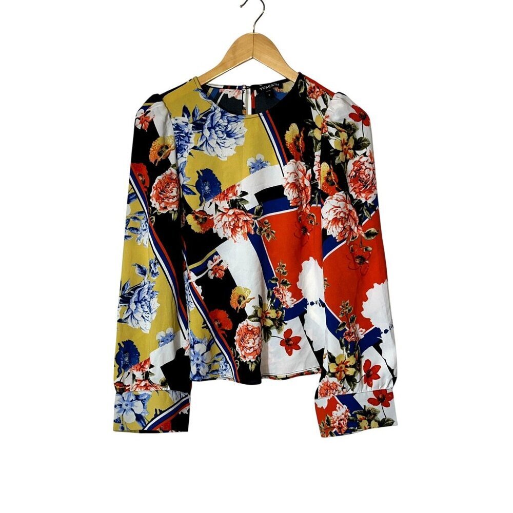 Yumi Kim Floral Print Long Sleeve Blouse Top Women Size Small